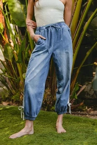 BiBi Jeans gestreift Banddetails mit Bot gebundener Spitze elastischer Bund - Bild 1 von 16