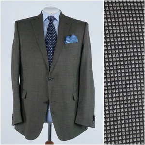 Check Super 150s Wool Blazer 48R UK EDUARD DRESSLER Mens Brown Sport Coat Jacket - Picture 1 of 17