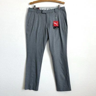 Puma NWT Pants Men 34x34 Golf Tailored Fit Stretch Modern Break Plaid Gray - Image 1 of 4