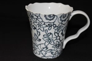 222 FIFTH "LACE LABYRINTH" FLORAL COFFEE/TEA MUGS - BLACK/WHITE - S/4 - Picture 1 of 1