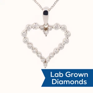 0.50 CT Lab Grown Diamond Heart Pendant Necklace Silver With Chain Gift - Picture 1 of 5