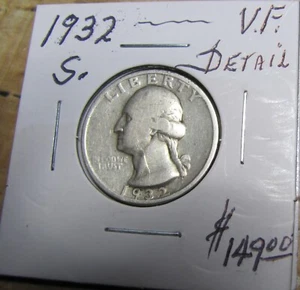 1932-S. 25c Washington Silver Quarter. (VF. DETAIL.) - Picture 1 of 2