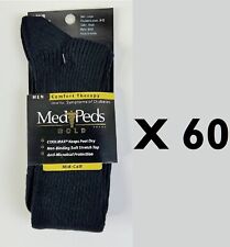 60 pair DIABETIC Socks Men Coolmax MediPeds Gold Mid-calf Turn Cuff  Black Large