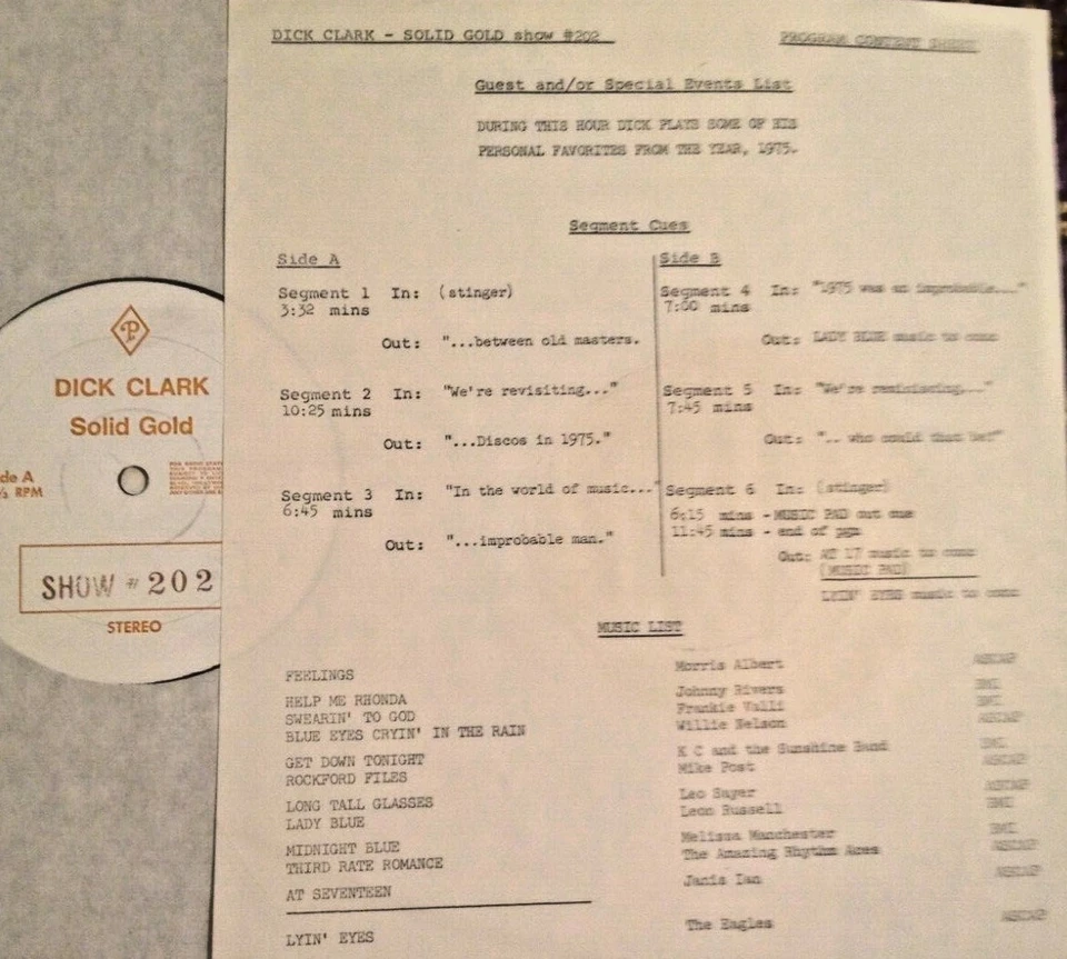 RADIO SHOW: DICK CLARK GOLD #202 '75 LEON RUSSELL, LEO SAYER, MELISSA MANCHESTER - Image 1 of 1
