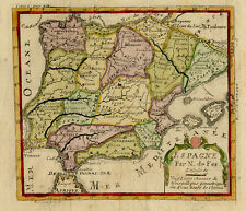 Antique Map-Spain and Portugal with provinces-Algarve-Catalonia-De Fer-1721
