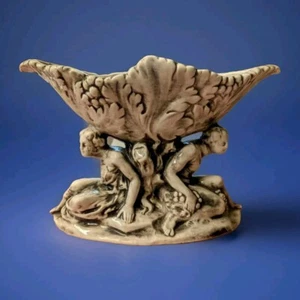 Vintage Italian Renaissance Style Pedestal Centerpiece Vase, Couple, Leaf Bowl - Picture 1 of 10