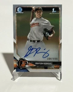 2018 (1ST) Bowman Chrome Draft GRAYSON RODRIGUEZ Auto REFRACTOR Rookie RC #D/499 - Picture 1 of 2
