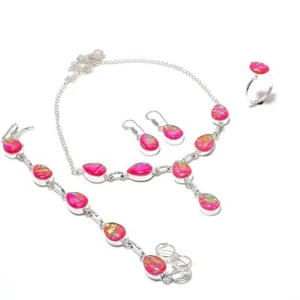 Pink Triplet Opal Gemstone 925 Sterling Silver Jewelry Set X-Mas Gift g620 - Picture 1 of 3