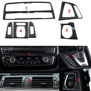 4pc Carbon Fiber Interior Dash Cover Trim Sticker For BMW 3 4 Series F30 F31 F32 - Picture 1 of 7