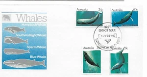 1982 FDC Whales set 4 PM shows 1st Use of this type of PM 1983 FDI 17 Feb 1982 - Picture 1 of 2