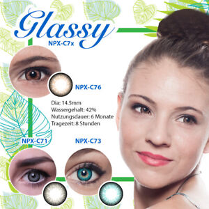 Farbige Kontaktlinsen mit Stärke Big Eyes braun grau türkis Glassy NPX-C7X