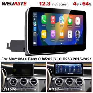 12.3'' Android Car GPS For Benz C W205 GLC X253 2015-2021 Radio Carplay 4G+64GB - Picture 1 of 12