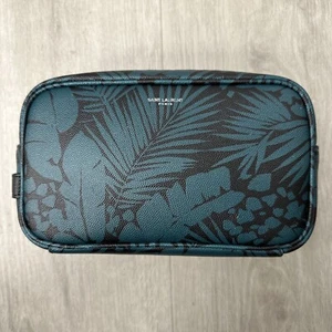 YSL SAINT LAURENT Blue Black Leaves Canvas Toiletry Bag - Picture 1 of 11