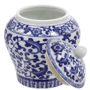 Loose Tea Storage Pot Blue and White Porcelain Nuts Container Mints Jar - Picture 1 of 4