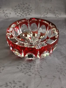 Cristal Saint-Louis France grand vide-poche cendrier rouge 17.5cm Ambassadeur - Imagen 1 de 15