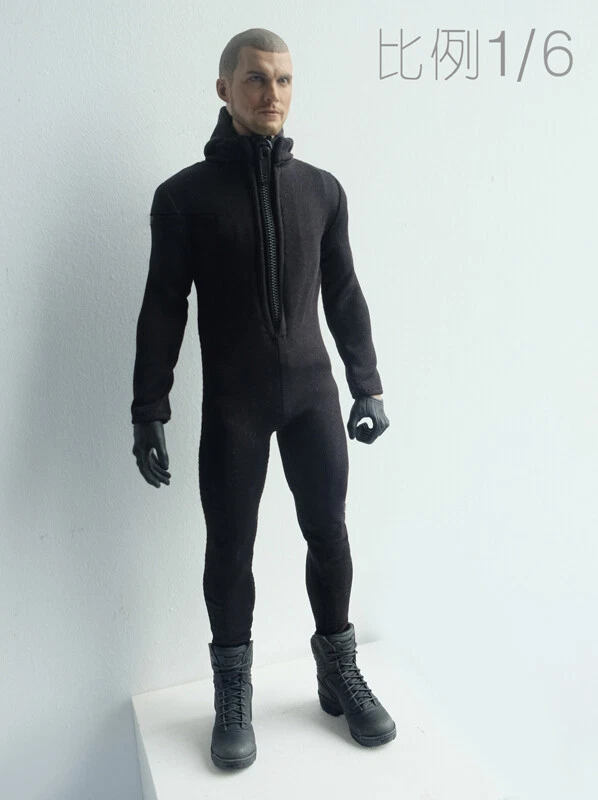 D4-2 1/6 Scale Black Jumpsuit Clothing Model For 12" Male Figure Doll Toys - Image 1 of 3