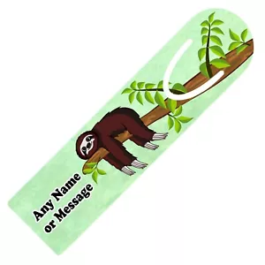 PERSONALISED LAZY SLOTH PRINT BOOKMARK ALUMINIUM PAGE HOLDER READING GIFT - Picture 1 of 4