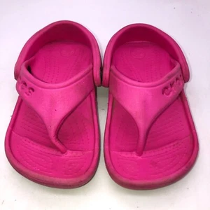 Sandalias de tanga Crocs para niños pequeños talla 8 9 rosa con correa de goma con punta abierta - Imagen 1 de 7