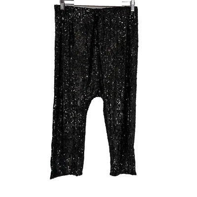 Zara Womens Harem Pants Medium Black All Over Sequins Cocktail Disco Glam - Image 1 of 4