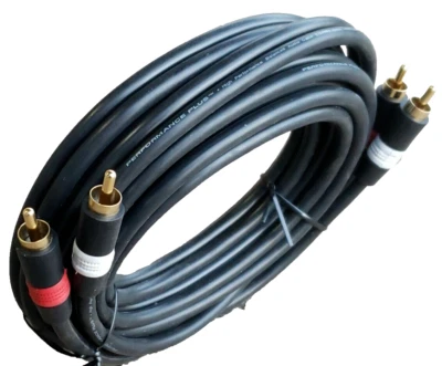 (QTY:5) Stereo 22 AWG Dual RCA Audio Cable CA224MM10 Male to Male Black 10 ft - Image 1 of 4