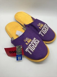 LSU Tigers Logo Slippers by FOCO Purple NWT. NCAA College Logo Size L 11-12 - Picture 1 of 7