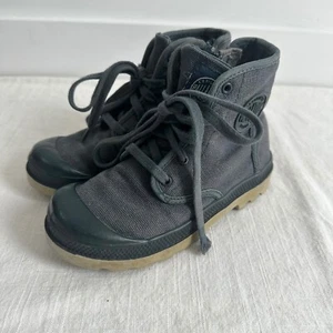 Palladium Boots Kids Ankle Canvas Lace Up Gray Toddler boys girls Size 12.5 - Picture 1 of 10
