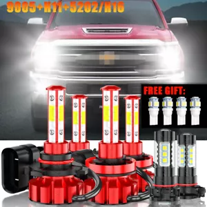 For Chevy Silverado 1500 2500 HD 2007-2015 6000k led Headlights+Fog Bulbs Kit - Picture 1 of 18