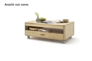 Massivholz Couchtisch mit rollen 115x45x70 Wildeiche Bianco geölt Beistelltisch - Bild 1 von 11
