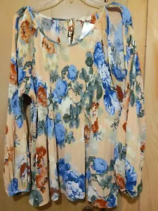 LIQUIDACIÓN NUEVA CON ETIQUETAS Blusa Entro Para Mujer Talla L Rubor Rosa Plisada Azul Rosas Cold Shldr - Imagen 1 de 13