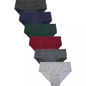 6 Pack Men's ULTRA STRIPE Cotton Knocker Bikini Brief Underwear Assorted Colors - Picture 1 of 3