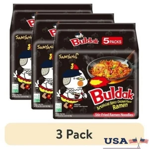 Spicy Hot Chicken Flavor Instant Ramen Noodles 3 Pack 5 Count Stir Fried Tasty - Picture 1 of 13