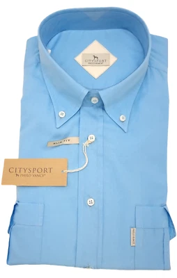 CAMICIA UOMO AZZURRA CITY SPORT BY PHILO VANCE 100 % COTTON - Immagine 1 di 4