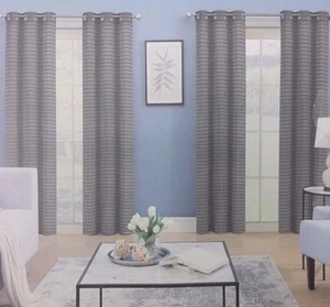 Alessandra Collection 4 Window Panels with Grommets 36'' x 84'', Grey - Picture 1 of 2