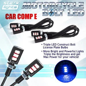 4PCS Motorcycle Screw 3-SMD LED Bolt Lamp Car License Plate Light - BLUE 10K (E) - Picture 1 of 4