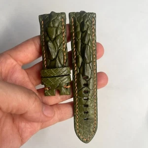Genuine Olive gree n leather Skin Watch Strap Band Size 24mm/22mm - Picture 1 of 12
