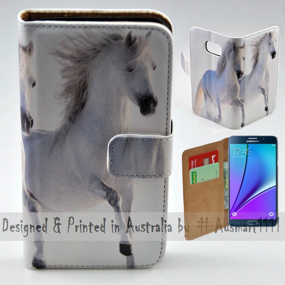 For Samsung Galaxy Note Series - Two White Horses Print Mobile Phone Case Cover - image 1 of 3