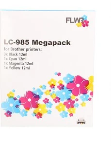 FLWR LC-985 6-pack - Optie 17 Black And Color for FLWR Brother NON OEM - Afbeelding 1 van 2