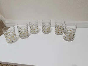 VINTAGE GESCHLIFFENE KRISTALL WHISKEY GLÄSER DOPPELT ALTMODISCH MOND & STERNE 6er SET - Bild 1 von 6