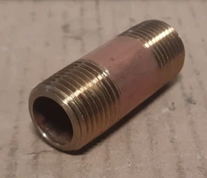 STRAIGHT BRASS FITTING (1/2” NPTF BOTH ENDS, .565” ID, .830” OD, 2.04” LG) X111T - Picture 1 of 4