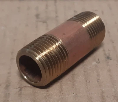 STRAIGHT BRASS FITTING (1/2” NPTF BOTH ENDS, .565” ID, .830” OD, 2.04” LG) X111T - Image 1 of 4