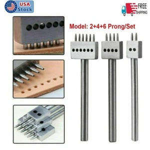 US Leather Craft Tools Hole Chisel Graving Stitching Punch Tool Set 3,4,5,6,8mm - Picture 1 of 12
