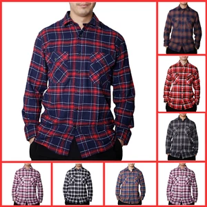 Mens Plaid Flannel Long Sleeve Check Work Shirt Lumberjack ButtonUp Shirt S-6XL - Picture 1 of 59