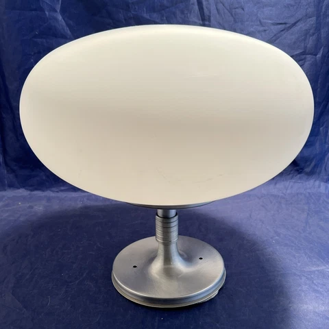 Art Deco Flush Mount Nickel Finish Wired Two Bulb Fixture White Globe 144E Cover