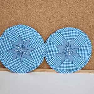 Par De Porta Macetas Acolchadas Vintage Vintage 7" Redondas Azul Bebé - Imagen 1 de 11