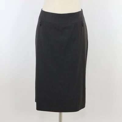 Falda lápiz de lana ESCADA US10 D40 hasta la rodilla gris carbón bolsillos con cremallera elástica Foto 1 de 4