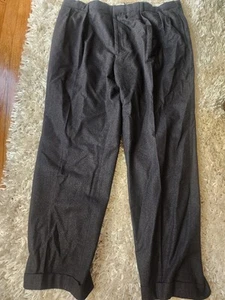 READ Ralph Lauren Purple Label Gray Flannel 100% Lambswool Pleated Pants 40x29 - Picture 1 of 12