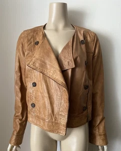 WITCHERY Distressed Leather Jacket S - Picture 1 of 4