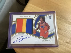Jaylin Williams Immaculate RC 42/50 Auto 3 Color Jersey Card Sweet! Champions... - Picture 1 of 6