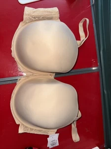 Auden Lightly Lined Strapless Bra 46DDD Beige Lace Underwire Convertible NWT - Picture 1 of 4