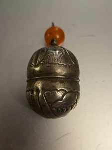 Antiker großer chinesischer Silber Glockenanhänger Karneol Perle - Bild 1 von 8